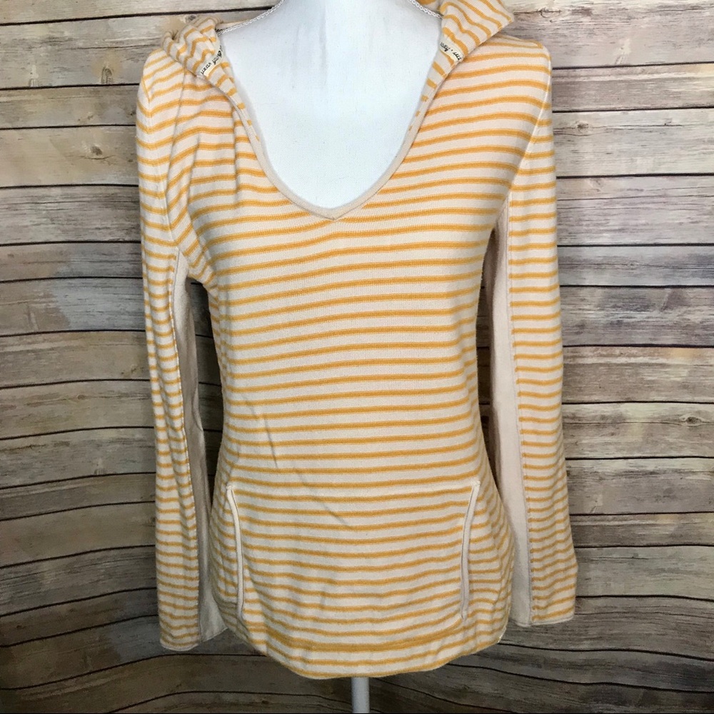 Roxy Yellow & White Striped Beach Hoodie